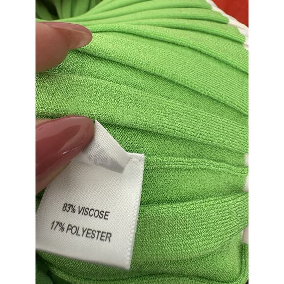 PRABAL GURUNG Striped Ribbed Bodycon Midi Dress In Pink Color Block XS - Picture 16 of 16